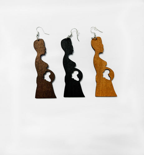tri color brown black natural mother africa earrings | africa earrings | africa shaped earrings | map of africa earrings | natural hair earrings | afrocentric earrings | afrocentric fashion | afrocentric clothing | afrocentric accessories | afrocentric jewelry